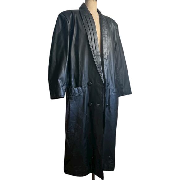 G-III Jackets & Blazers - Vintage G-III Black leather trench coat size M